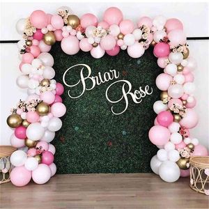 162 PCS Rétro Rose Ballon Garland Arch Kit Chrome Or Globos Baby Shower Saint Valentin Mariage Enfant Décorations D'anniversaire 210719