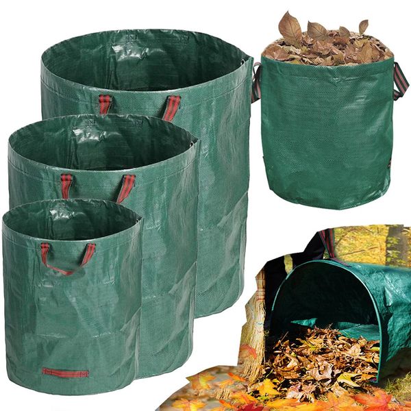 163272 gallons de jardin sac de gallons de grande capacité Sac de panier à feuilles avec poignée ReusableCollapsible La pelouse sac à poubelle 240429