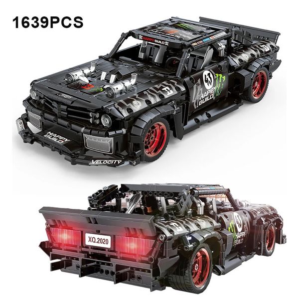 1639pcs High-Tech City Mustang Sport Car Blocs Buildings Black Racing Speed Vehicle Moc Assemble Bricks Boy Toys Cadeaux d'anniversaire 240428