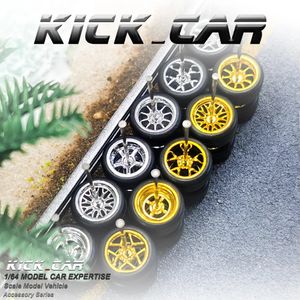 164 KickCar Roues électrolitées pneus en caoutchouc Kit modifié détailUp pour 1 64 roues modèles rouleau de voiture de voiture 4pcbag 240430