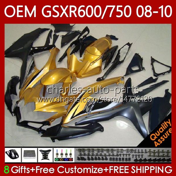 Inyección de molde negro dorado para SUZUKI Body GSXR 600 750 CC 600CC 750CC GSXR600 K8 GSX-R750 88No.98 GSXR-600 GSXR-750 08 09 10 GSXR750 GSX-R600 2008 2009 2010 OEM Carenado