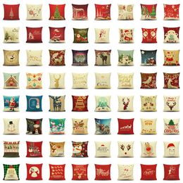 166 patrones Fundas de almohadas navideñas 45 x 45 cm Fundas de almohadas de lino para sofá Decoraciones navideñas Cojines baratos Slip BH18078