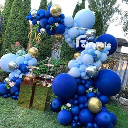 167pcs bleu foncé Maca bleu ballons guirlandes 4D argent or ballon arc pour anniversaire bébé douche anniversaire fête décor 210719