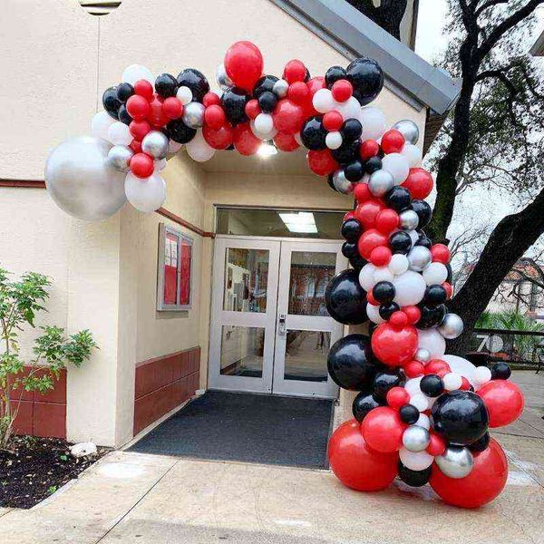 167 pièces/ensemble rouge noir blanc Latex ballon guirlande arc Kit 18 pouces Chrome métal argent ballon mariage fête d'anniversaire décor Suppl G0911