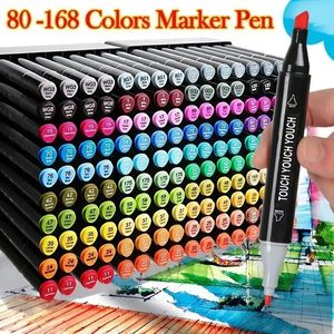 168 couleurs à double pointe marker de surligneur Ensemble de stylo pour comic art sketch graffiti watercolor raréen papearry coloriage vibrant stylos 240506