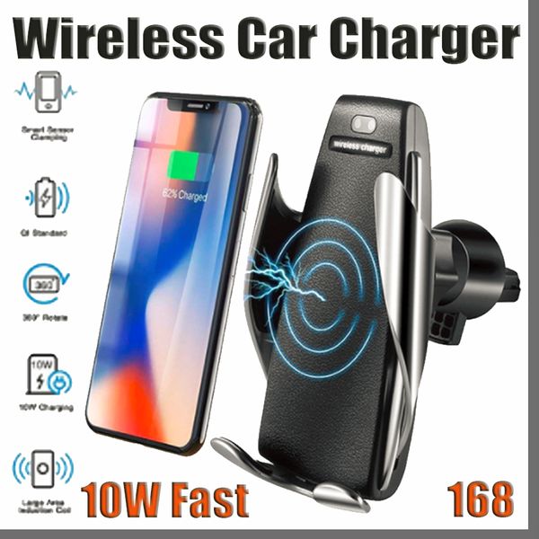 S5 serrage automatique 10W Qi chargeur de voiture sans fil rotation à 360 degrés support de téléphone pour téléphone universel pour iPhone Android téléphones universels