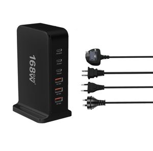 Chargeur USB C de bureau GaN 168W 3U + 3C, Hub de charge 6 en 1 avec multiprise pour ordinateur de bureau, d'école et de maison