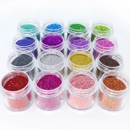 16 Dozen Holografisch Goud Zilver Nagel Glitter Poeder Laser Sparkly Kleurrijk Chroom Pigment Stof Kit Voor DIY Nail Art Decoraties 240202