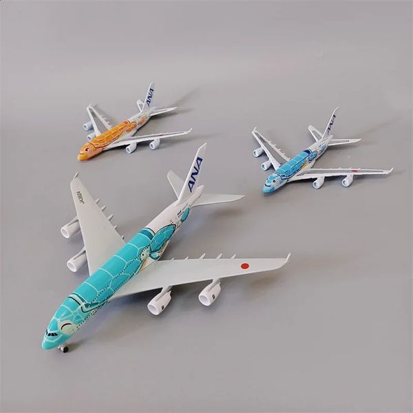 16 cm/20 cm alliage métal japon ANA Airbus A380 dessin animé tortue de mer compagnies aériennes moulé sous pression modèle d'avion avion vert Orange bleu 240131