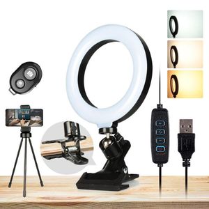 Anneau lumineux LED multifonction pour selfie, 16 cm, 6 pouces, avec support à clip, pour diffusion en direct, vidéo YouTube, photographie, maquillage, appareil photo