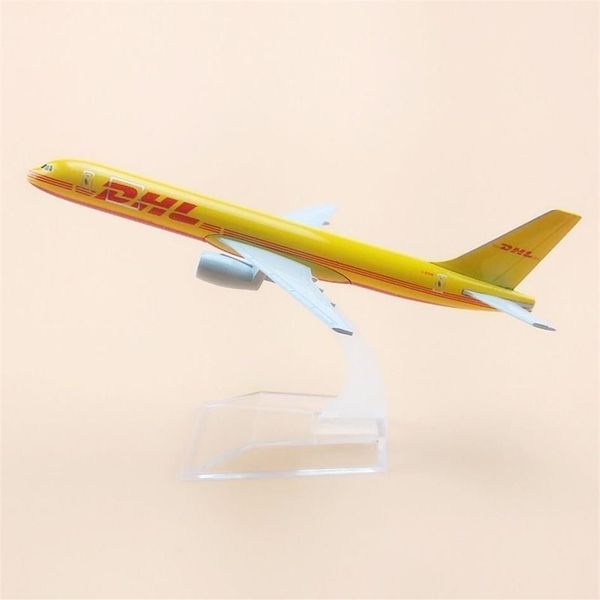 16 cm Aleación de metal Air DHL B757 Airlines Modelo de avión Boeing 757 Airways Soporte de avión Diecast Aviones Regalos para niños Y200104259q