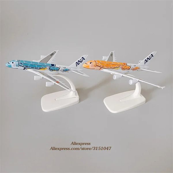 16 cm alliage métal japon Air ANA Airbus A380 dessin animé tortue de mer compagnies aériennes modèle d'avion voies aériennes peinture avion jouets 240115