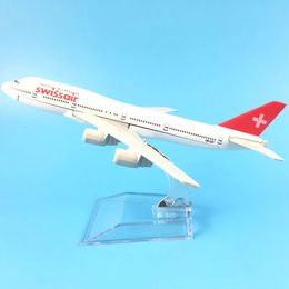 16 cm alliage métal Swiss Air Swissair Airlines Boeing 747 B747 200 Airways modèle d'avion modèle d'avion W support avion cadeau 240307