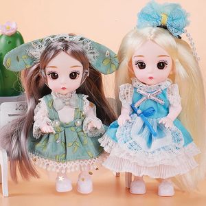 16 cm BJD Doll avec vêtements et chaussures Sweet Face et Big Eyed Princess Action photo Diy Movable 13 Additiond Gift Girl Toy 231225