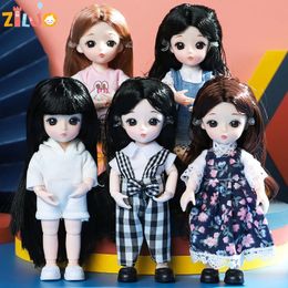 16 cm Bjd poppen voor meisjes 18 pop DIY speelgoed met kleding aankleden mode 13 beweegbare gezamenlijke baby 3D grote ogen Munecas 240306