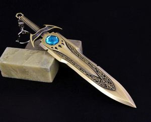 16cm objets de collection lol le king barbare tryndamere zinc alliage king keychain keyring bronze sword Pendant7601774