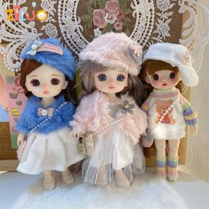 16 cm poupées 18 BJD Doll Princess Dress Up Boneca Childrens Munecas Toys for Girls Multijoint Kids Birthday Gift 240520