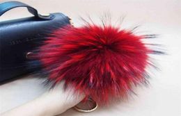 16 cm Luxury Y Real Raccoon Fur Ball Pompom Taille en peluche véritable fourrette de fourrure en métal Pag de pendentif