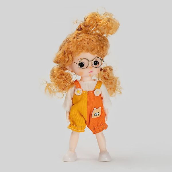 Mini poupée BJD 16cm, joli visage doux, Kawaii, grands yeux 3D, 13 articulations mobiles, robe à la mode, cadeau d'anniversaire pour fille, 240313