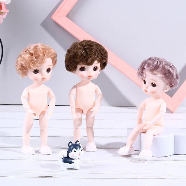 16 cm du corps nu mini 13 poupées articulées mobiles cheveux bouclés de corps nu poupée bricolage toy garçon poupées avec chaussures pour enfants cadeau d'anniversaire