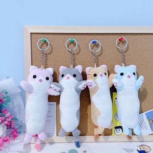 16 CM nouveau Long chat en peluche porte-clés mignon chat poupée sac suspendu décoration poupée grattage Machine Brithday cadeaux pour les filles