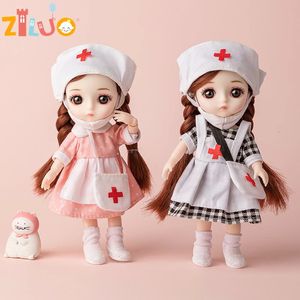 16cm infirmière bjd Doll mignon filles toys 13cm joints mobiles enfants poupées maison de maison