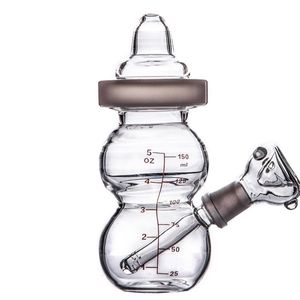 16 cm de altura Hookahs botella bebé cubilete bongs tuberías de agua burbujeador de vidrio reciclador dab rigs con tazón de 14 mm