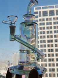 16 cm Recycler Oil Rig Hookahs Bongs de agua de vidrio grueso Tubos de agua de humo Dab Cigarette Accesorio con 10 mm banger