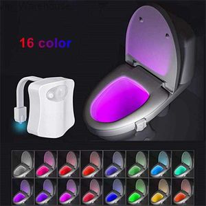 16Color Smart Pir Motion Sensor Toilet Seat Night Light Waterdichte achtergrondverlichting voor toiletpom LED Luminaria lamp WC Toiletlicht HKD230812