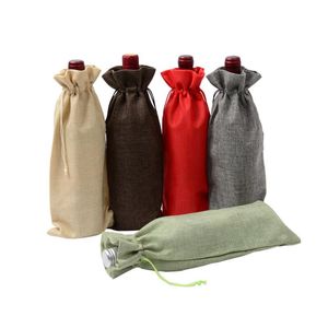 16 Colores Nuevas Bolsas de Regalo de Navidad Decoraciones de Navidad Bolsas de Cubierta de Botella de Vino Tinto Bolsa de Vino de Champán de Navidad Bolsas de Regalos LX2894