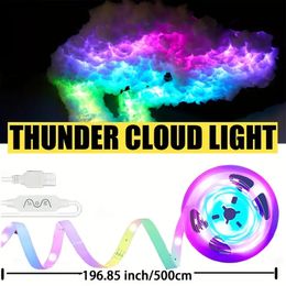 Luz de nuvem de 16 pés, Thundercloud LED relâmpago luz noturna de atmosfera colorida, luzes de nuvem criativas DIY, sala de jogos, garagem, clube, DJ, luz de festa, alimentado por USB, decoração