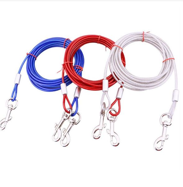 16Ft Pet Dog Tie Out Cable Dogs Laisses Corde Heavy Duty Chew-Proof Steel Wire Pet Runner pour jouer au camping