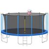 Trampolines de 16 pieds pour enfants avec boîtier de sécurité net, échelle et 12 poteaux de sécurité, rembourrage de la couverture de ressort, batteur de basket-ball US Stock205L