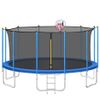 Trampolines de 16 pieds pour enfants avec filet de boîtier de sécurité, échelle et 12 poteaux de sécurité, rembourrage de la couverture à ressort, cerceau de basket-ball US Stock2197