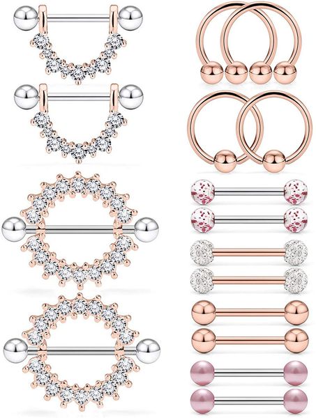 16G 9/16 pulgadas de cristal bola niple lenguaje escudo anillos de acero inoxidable barra recta cuerpo piercing joyería retenedor