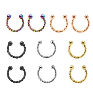 16G acier chirurgical nez Septum anneaux fer à cheval Cartilage hélice Tragus cerceau pour femmes corps Piering bijoux