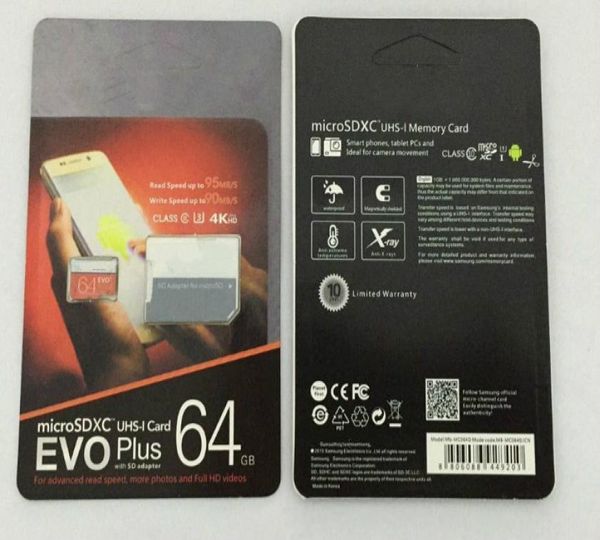 16G32GB64GB128GB256GB EVO Plus carte micro sd U3smartphone carte TF C10tablette PC carte de stockage SDXC 95MBS1026806