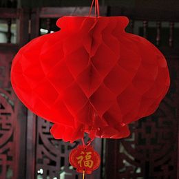 16 inch 40 cm Chinese stijl rode honingraat waterdicht papier lantaarn voor festival feestartikelen bruiloft decoratie ZA4922