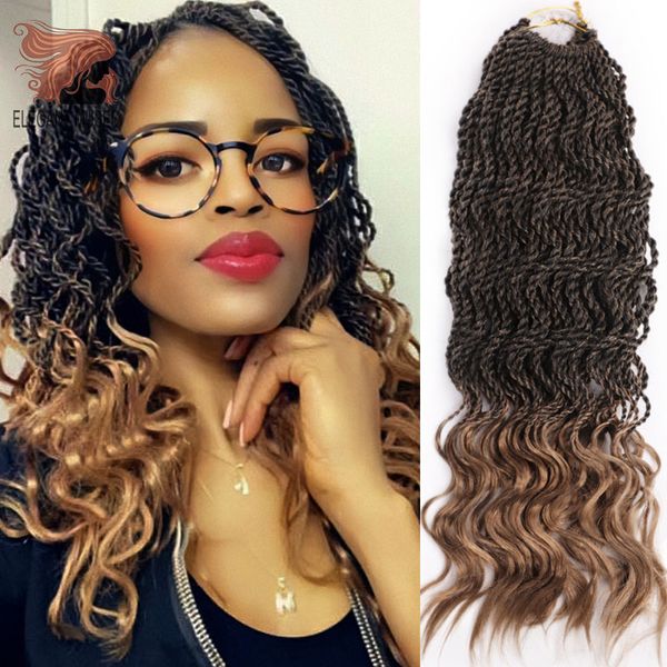 16 pouces bouclés sénégalais torsion tresses cheveux 16 pouces synthétique Ombre tressage cheveux Crochet torsion tresse Extension de cheveux