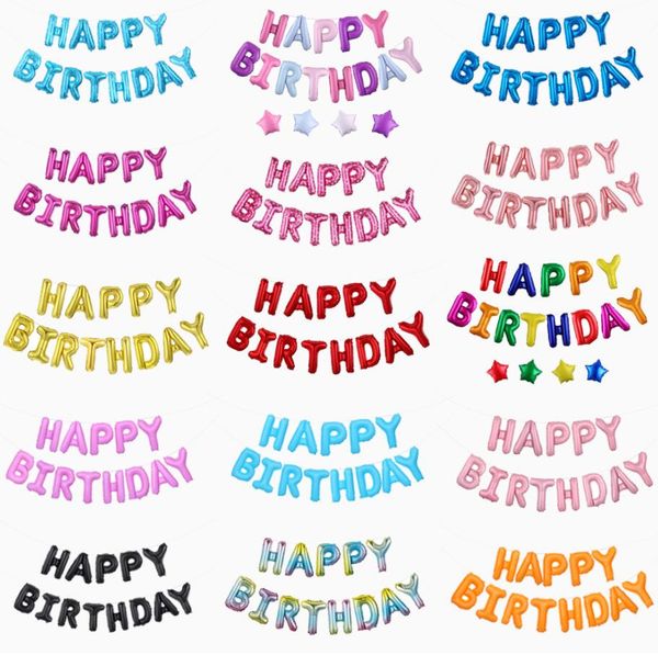 Globo de feliz cumpleaños de 16 pulgadas, letra Alphabe, globo de lámina de oro rosa, decoración de boda, globos de fiesta de helio para niños y adultos