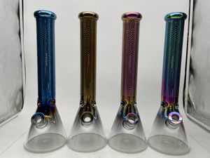 Bong en verre percolateur lourd Beacker de 16 pouces Chrome 4 couleurs joint de 14 mm avec tige inférieure et bol