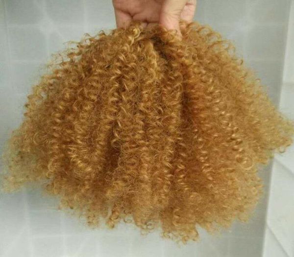 Clip de cola de caballo de 16 pulgadas en extensiones de cabello Cordón Afro Kinky Cabello humano rizado Postizo de cola de caballo Rubio fresa 278474915