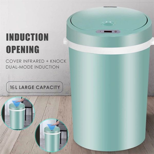 16L capteur intelligent automatique poubelle intelligente poubelle poubelle poubelle en plastique ménage sec et humide 210907