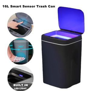 16L Sensor automático Bote de basura Eléctrico Sin contacto Smart Bin Cocina Baño Cubo impermeable Basura con tapa Papelera doméstica 240108