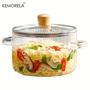 Glazen kookpot van 16 liter met deksel Hittebestendig kookgerei van borosilicaatglas, kan worden gebruikt voor het koken van soep, melk, instantnoedels 240304