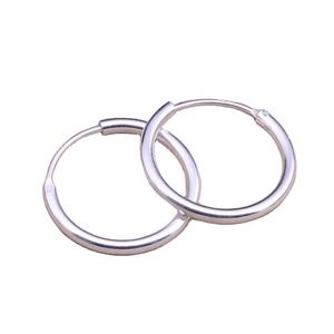 Oor HOOP 925 Sterling Zilveren Cirkel Loops Oorbellen 14 MM 16mm 18mm 20mm doorboorde oren Sieraden Stud voor mannen en vrouwen