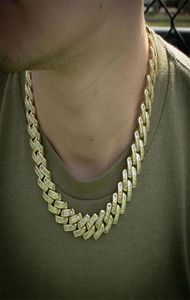 16 mm Baguette Prong Cubaanse schakelketting 14K witgoud vergulde diamanten zirkonia-sieraden 16inch24inch ketting2769576