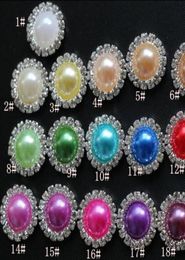 Boutons de perle de Crystal à dos plat 16 mm 50pcslot 19Colors en métal strass de cristal en vrac diamants bijoux diyl6120429