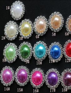 Boutons de perle de Crystal à dos plat 16 mm 50pcslot 19Colors en métal strass de cristal en vrac diamants bijoux diyl2480169