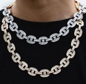 16mm Iced Baguette Mariner Link Chain Armband 14 K Wit Vergulde 2 rij Diamond Cubic Zirconia Sieraden 16 inch-24 inch Cubaanse Chocker